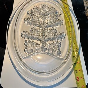 Clear glass serving tray.